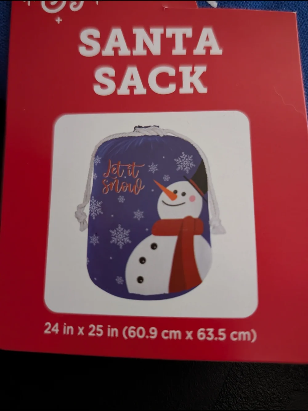 Snowman Santa Sack Holiday Canvas Gift Bag With Rope Handles